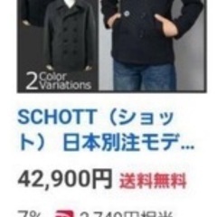 【商談中】⭕️超美品⭕️ SCHOTT ショット希少！日本別注モデル型　スリムフィットPコート　レア品　サイズ36 Mの画像
