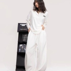 新品 ホワイト スウェット ワイドパンツの画像
