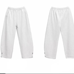 新品 ホワイト スウェット ワイドパンツの画像