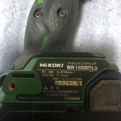 ハイコーキ18vインパクトレンチWR18DBDL、中古品、本体のみの画像