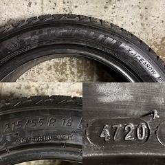 C-4 タイヤ 中古MICHELIN STUDLESS X-ICE SNOW 215/55R18 の画像