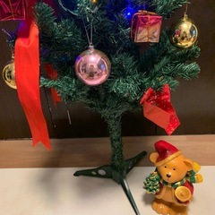 電飾ライト付きクリスマスツリー
&陶器のくまさんの画像