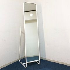 IKEA スタンドミラー KNAPPER ホワイト鏡 背面フック・レール付 クナッペル 大型姿見 デザイナー N Cortolezzis/D Wahl イケアの画像