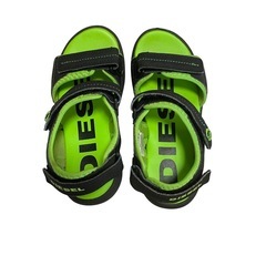 【最安値】DIESEL キッズサンダル 黒　緑 ブラック グリーン　20cmの画像