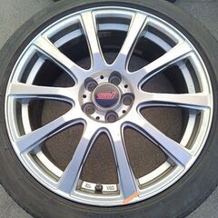 夏17インチ【スバル】インプレッサ BRZ レガシィ【富山】215/45R17 スバル純正仕様（STi仕様）PCD100 社外アルミホイール 夏 ブリヂストン 中古４本 ※全社外品の画像