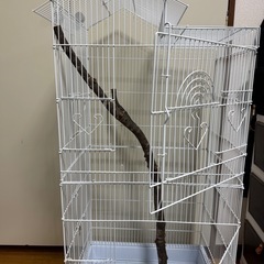 鳥かご　止まり木、水飲み、回し車など付属品の画像