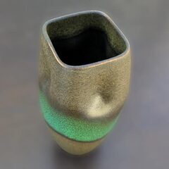 花瓶 陶器 たち吉 黒 緑 清水焼 ヒスイ 箱付き(92)の画像