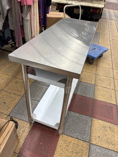 超美品　スチール製　作業台 調理台 間口1200×奥行450×高さ800mm 店舗/厨房/業務用品 キッチン台 