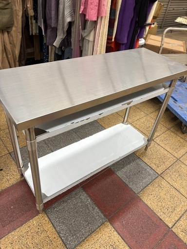 超美品　スチール製　作業台 調理台 間口1200×奥行450×高さ800mm 店舗/厨房/業務用品 キッチン台 