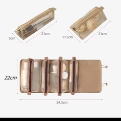 新品未使用☆ 取り外し可能な化粧品バッグポータブル ☆大容量 4 in 1 折りたたみ旅行化粧品収納トイレタリーバッグの画像
