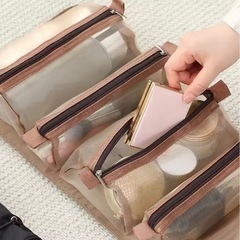 新品未使用☆ 取り外し可能な化粧品バッグポータブル ☆大容量 4 in 1 折りたたみ旅行化粧品収納トイレタリーバッグの画像