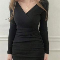 【SHEIN】女性エレガントなショートボディコンドレス 秋ドレス 長袖ドレスの画像