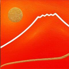 ●『朱に染まる赤富士』●がんどうあつし油絵画●F4号額縁付富士山真作山梨富士吉田発送の画像