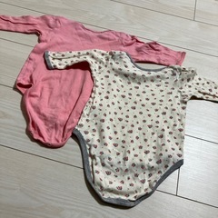 80 花柄　フリル　シャツロンパースの画像