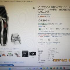 充電式コードレスヘアーバリカン　PHILIPS製　充電器・掃除ﾌﾞﾗｼ・布製保管袋付き　2015年製 1mm単位23段階長さ調整 充電時間8時間の画像