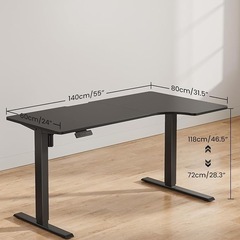 手渡し限定/名古屋市★新品/FEZIBO 電動昇降デスク パソコンデスク 140×60〜80cm 無階段昇降 ブラック天板/ブラックフレームの画像