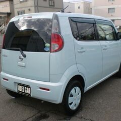 日産モコＸ 4ＷＤ！ライトブルー！外装錆少なくピカピカ！下回りも錆少ない！車検2年付き！エンジンスターター！キーフリーシステム！プッシュスタート！ナビ！ＤＶＤ再生！ＣＤ！ラジオ！禁煙車で内装綺麗です！4ＷＤ！ＣＶＴ！ABS！一般道50キロ走行テスト済み！機関足回り良好！支払い総額32万円！の画像