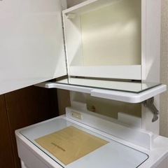 《商談中》ニトリ鏡面仕上げ 大収納型LEDライト付き ドレッサー《椅子付き》 鏡台 ホワイト ニトリ おしゃれ 化粧台 収納の画像
