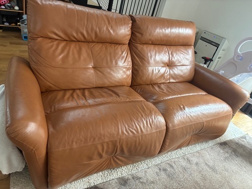 本革　マナベインテリア　電動リクライニングソファ