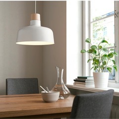 IKEA　BUNKEFLO ブンケフロー ペンダントランプ, ホワイト/バーチ, 36 cmの画像