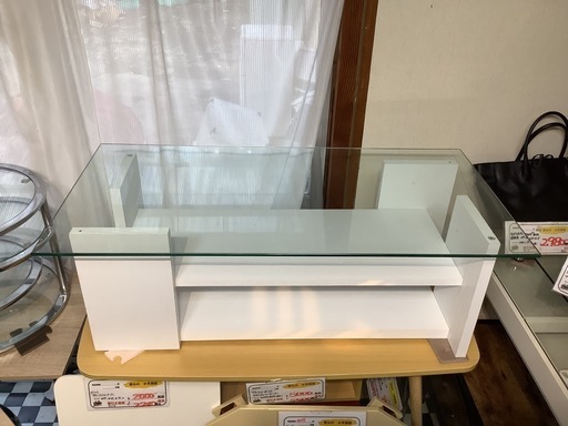 【リサイクルサービス八光】幅100㎝　東谷 ガラステーブル SO-100WH