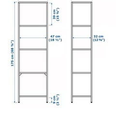 VITTSJÖ ヴィットショー シェルフユニット, ブラックブラウン/ガラス, 51x175 cmの画像