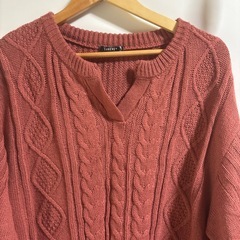 大人カジュアルケーブルニット風ワンピ4Lの画像