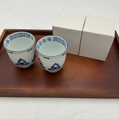 有田焼風 染付 湯呑み 2客セットの画像