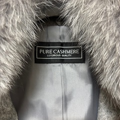 [極美品]ピュアカシミア 100% ファー ロングコート グレー Mサイズの画像