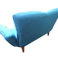 新札幌 ニトリ NITORI コンパクトソファ Nクラウン TBL ターコイズブルー W128xD78xH74 No.3654の画像