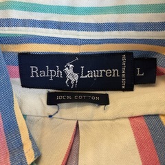 K2510-359 Ralph Lauren マルチカラーストライプ シャツ Lサイズ ダメージ有りの画像