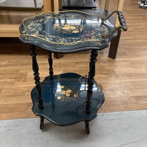 S744 ⭐ イタリア製 アンティークキッチンワゴン 象嵌細工 USED