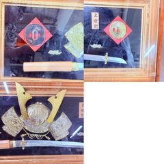 【❗️✨歴史好きにおすすめ✨❗️】武士兜の装飾額／壁掛けインテリア（縦40×横90cm）の画像