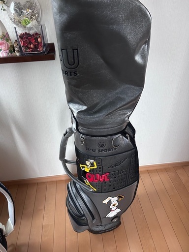 M・U SPORTS MUスポーツ ミエコ ウエサコ ゴルフバッグ キャディバッグ ポパイ オリーブ キャスター、フード付き