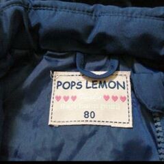 POPS LEMON ネイビー フリルジャケット 80　女の子　綿入り　コート　ダウン　ジャケット　アウター　紺　フリル　ネイビー　の画像