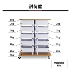 キッチンワゴン【回転する収納トレイが5段×2列】の画像