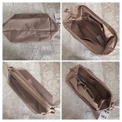 新品／MANGO マンゴー コスメポーチ クラッチバッグ グレージュの画像