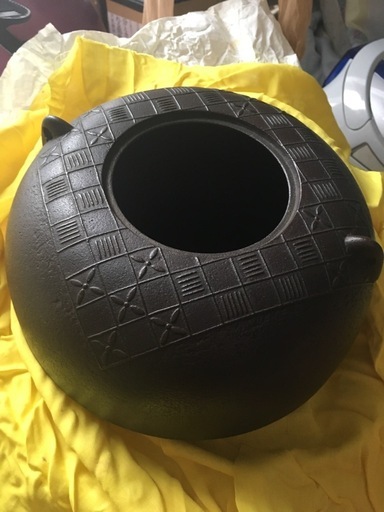 高橋敬典　平丸姥口釜　七宝地紋