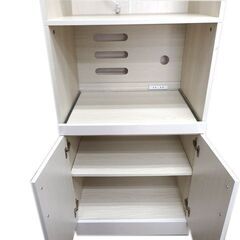 新札幌 ぼん家具 食器棚 W60xD45xH177cm ホワイト系 キッチンボード キッチン収納 No.3657の画像