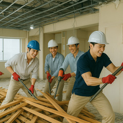 完全日払のみ☆11000円☆怖い職人居ません！！働きたい日のみシフトを入れればOK！建設現場でのお手伝い！未経験OK・髪型自由　現場・解体・土木・雑工の画像