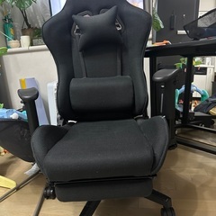 ゲーミングチェア オットマン デスクチェア 黒ブラックの画像