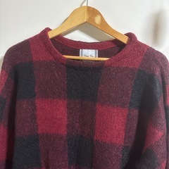 赤黒ブラックチェックワンピース4Lの画像