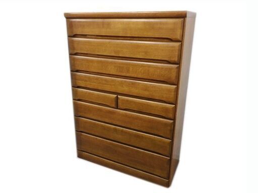 新札幌 旭川家具 ホルンN81 8段チェスト W105×D45×H150cm 二段重ね 天然木 北海道民芸家具 No.3658