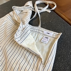 K2510-365 RODEO CROWNS サロペット Mサイズ ホワイト ストライプ 使用感有りの画像