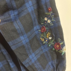 チェック×フラワー刺繍チュニック3Lの画像
