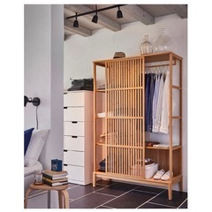 【購入者決定】IKEA ノールドシーサ（NORDKISA）竹製ワードローブ／オープンクローゼット／ルームディバイダーにもの画像