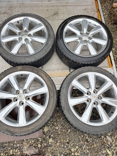 アニバーサリー　18クラウン　純正メッキ　アルミホイールPCD114.3 4本セット