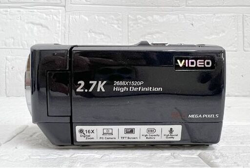 未使用 ビデオカメラ 2.7K 50MP バッテリ2個付き 16倍デジタルズーム 270度回転ディスプレイ ☆ 札幌市 白石店