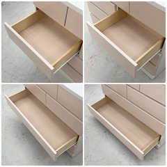 【美品‼️】大川家具 100cm幅4段ローチェスト タンス 衣類収納家具 パステルピンク♪の画像