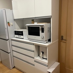 キッチンボード 120cm ホワイト 食器棚 レンジ台 ニトリの画像
